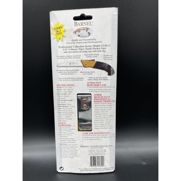 Barnel Z130+C Folding Saw Pocket Saw, 5.25” Straight Blade Tiger Tooth W/ case - Picture 2 of 7